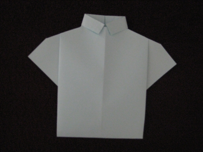 Flip the paper over to see you finished origami shirt.
