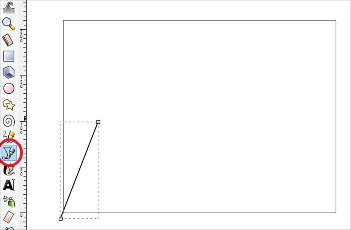 <p> 3. Click on the Bezier tool and draw a line at an angle  </p>