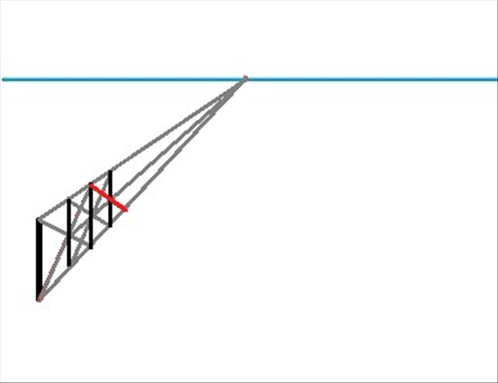 Repeat the same process of connecting the top of the second to last vertical line with the bottom orthogonal.
