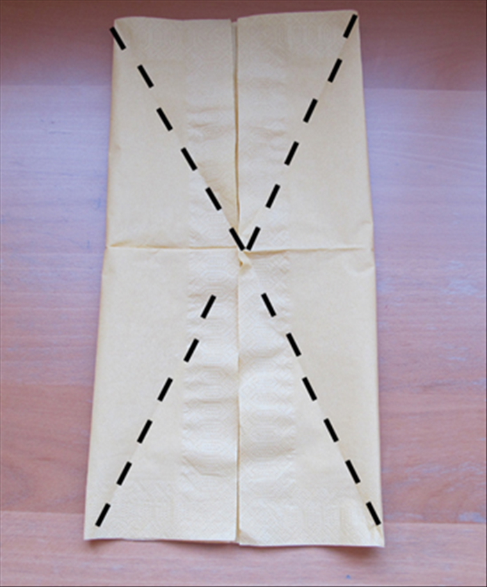 Take each of the four open corners of the flaps you just made and fold them out diagonally, pivoting at the center.

See the next picture for result
