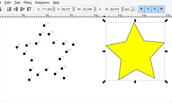 <p> This guide will show you the basics for creating a connect the dots picture with Inkscape using a star as an example.</p>