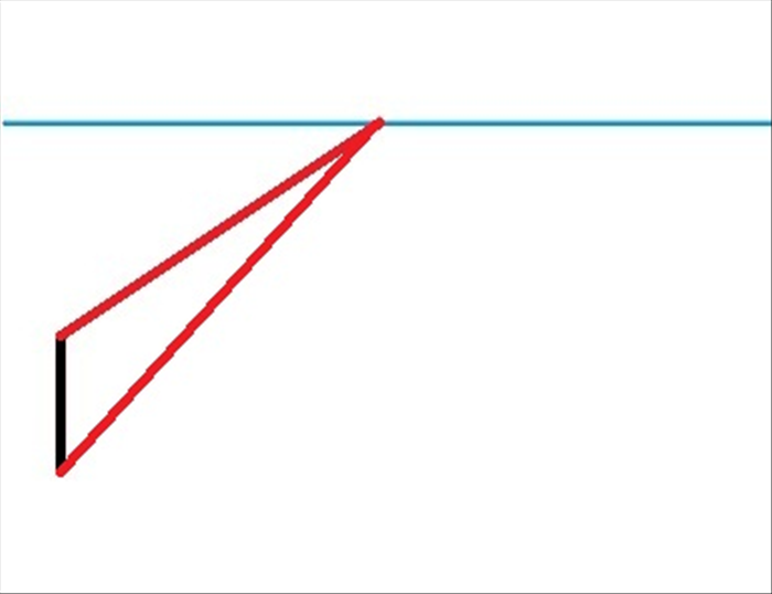 Draw a line from the top of the vertical transversal line to the vanishing point
Draw another line from the bottom of the vertical transversal line to the vanishing point.
*These 2 lines are called orthogonal lines 
