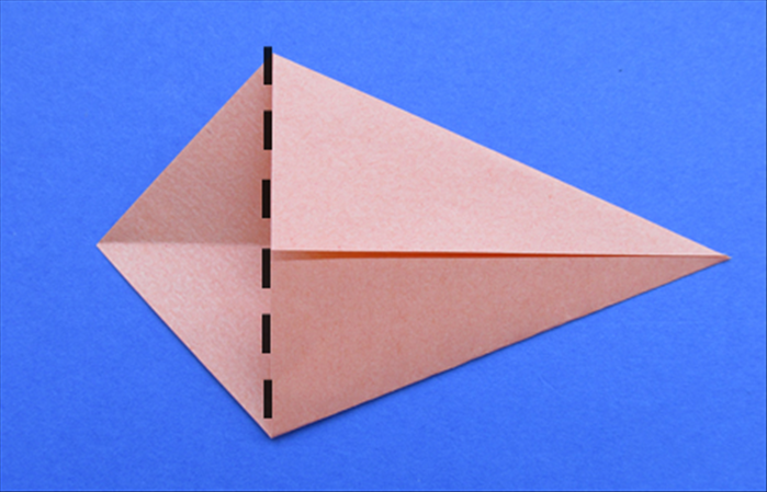 Fold the left point along the edge of the 2 flaps