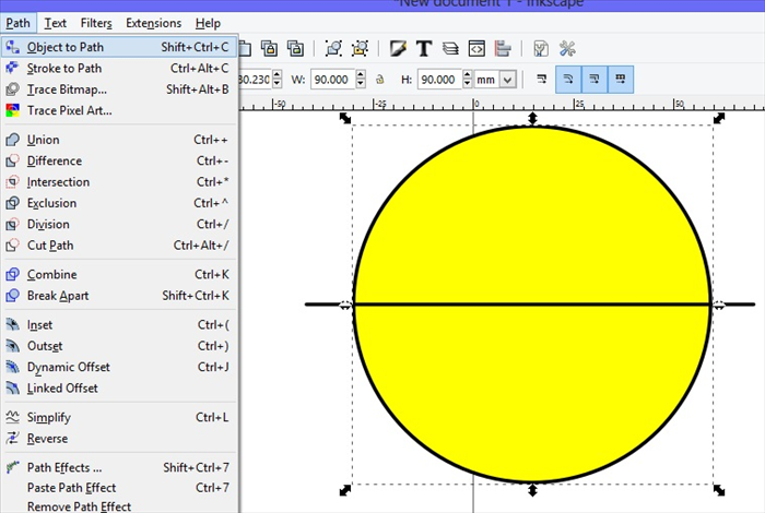 <p> Select the circle. Click Path - Object to Path</p>