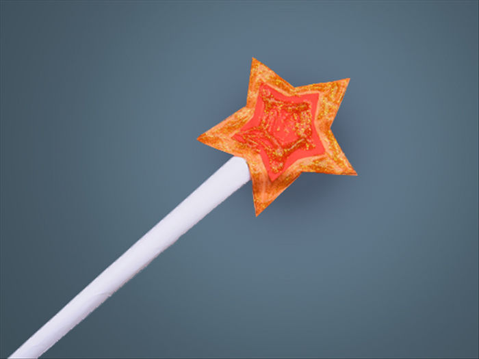Glue to second star on top.

Your fairy wand is finished!
