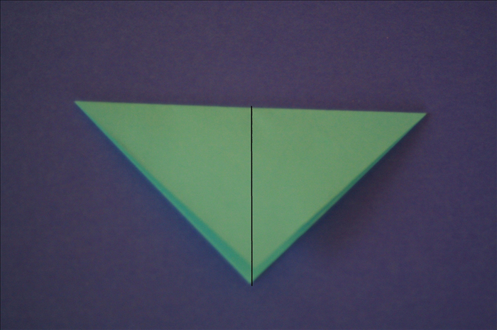 Bring the right point over to the left point to fold it in half again.
