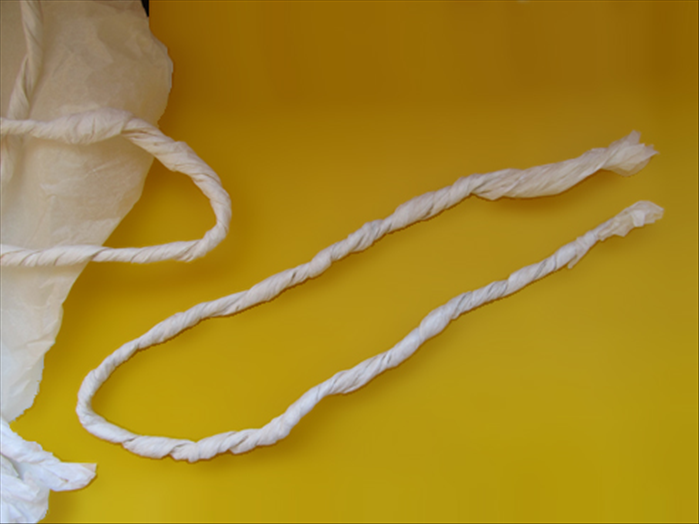 Twist the tissue paper to make ropes.