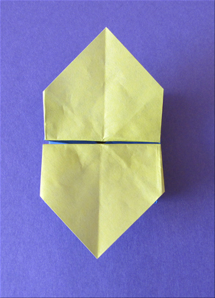 Result. 
You can stop here for a box with pointed flaps or continue.

Fold the top flap back down
