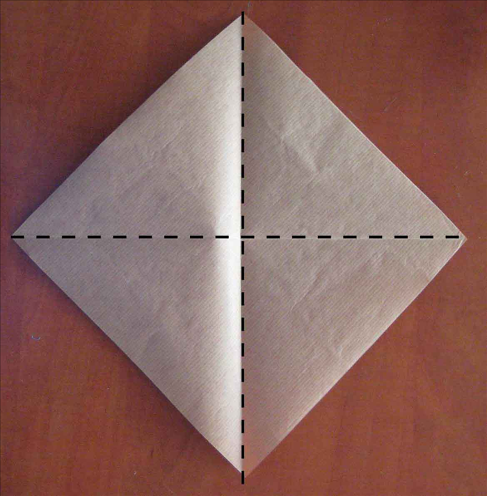 Place the paper so that the points are at the top, bottom and sides.

Fold paper in half horizontally and unfold
Fold in half  vertically. Unfold
