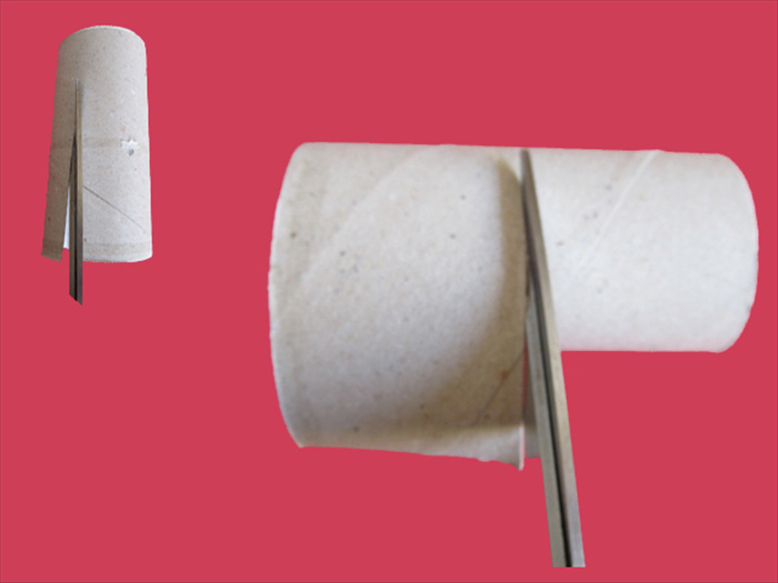 <p> Slit another toilet paper roll lengthwise.</p> 
<p> Cut it in half widthwise.</p> 
<p>  </p>
