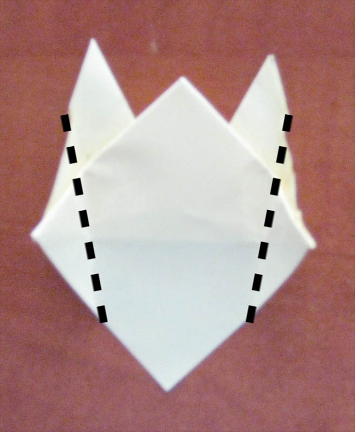 Flip the paper over to the back side.
Fold the left and right middle points toward the center.