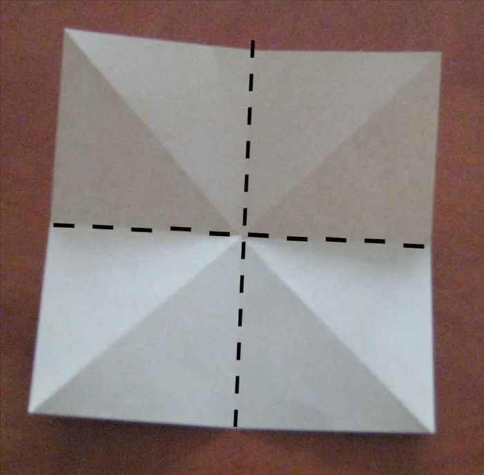 Flip paper over to back side. 
Rotate the paper and fold in half top to bottom and unfold
Fold paper in half side to side and unfold
