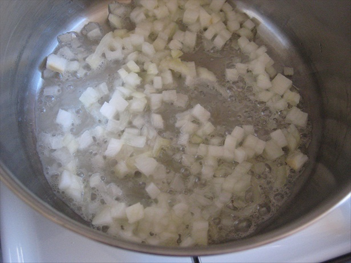 Add the chopped onions and sauté until golden brown