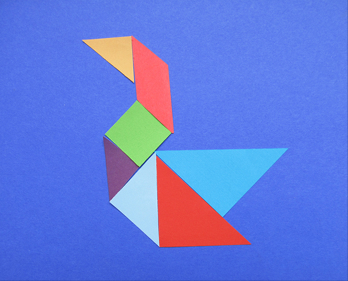 To make a tangram you need:
1 square of paper
Scissors
Optional: 7 different colored papers
