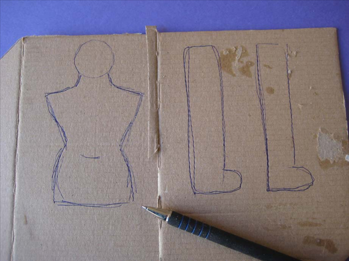 Draw the legs the length of the torso with the head.