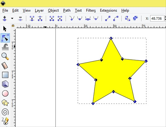 <p> Drag the node select box around the star. All the node should turn blue.  </p> 
<p>  </p> 
<p> *You can select each node while holding down the shift key on your keyboard.  </p>