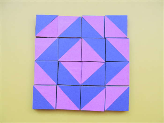 <p> Here is an example of a design made using one set of 16 squares.</p>  
<p>  </p>
